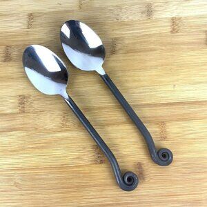 Gourmet Settings Treble Clef 2 Oval Soup Spoons 18/10 Stainless Coiled Handle